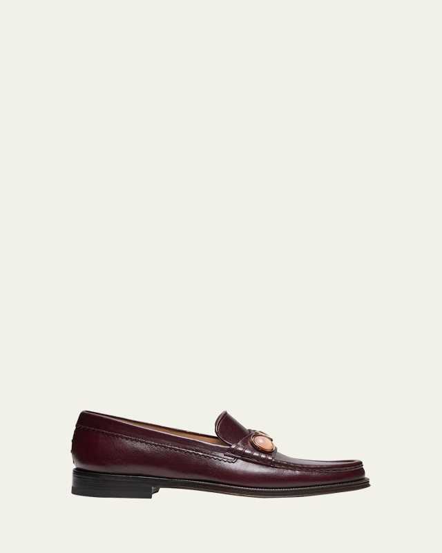 Melchora Leather Moc-Toe Loafers